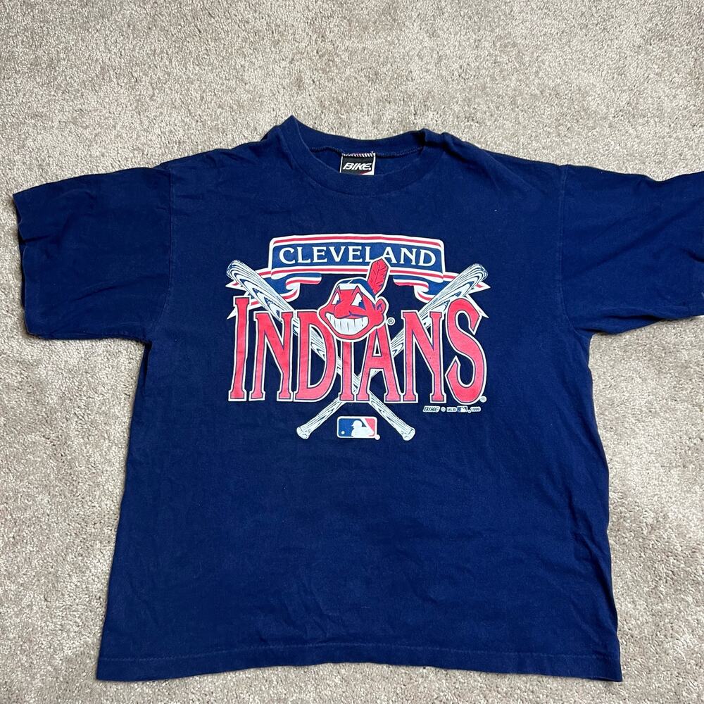 Vintage Bike 1999 single stitch Cleveland Indians youth T shirt size XL MLB